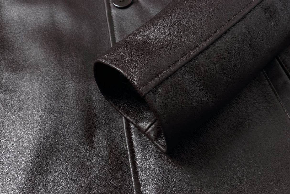 REED EST. 1950 Men's Jacket Genuine Lambskin Leather Four Button Car Coat - Imported from Reed Leather