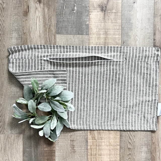 COVER ONLY: DARK CHARCOAL/CREAM STRIPES COVER (no insert) From PillowPanels