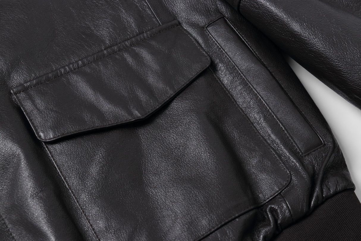 REED Men's Premium Leather Aviator Bomber Jacket - Imported from Reed Leather