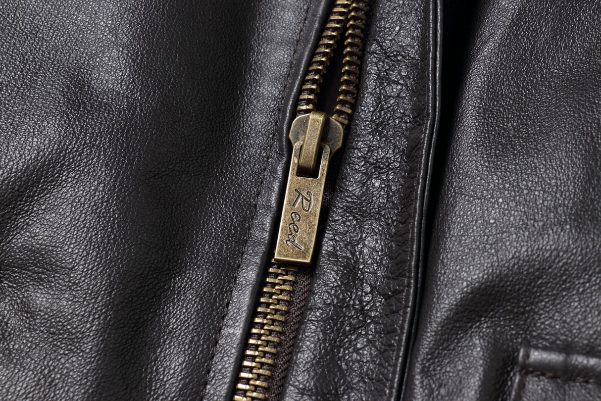 REED Men's Premium Leather Aviator Bomber Jacket - Imported from Reed Leather