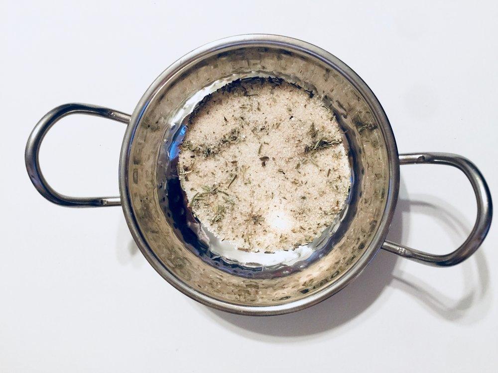 Rosemary Sage infused artisan culinary sugar from Beach House Teas