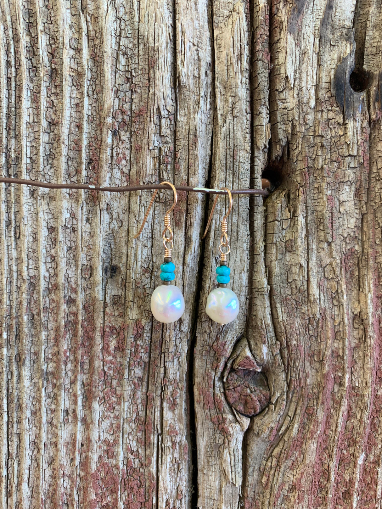 16071 Pearl & Turq Drop Earring