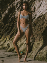 BALBOA LOW SCOOP BIKINI TOP - BLACK STRIPED From ELYSIIAN