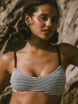 BALBOA LOW SCOOP BIKINI TOP - BLACK STRIPED From ELYSIIAN