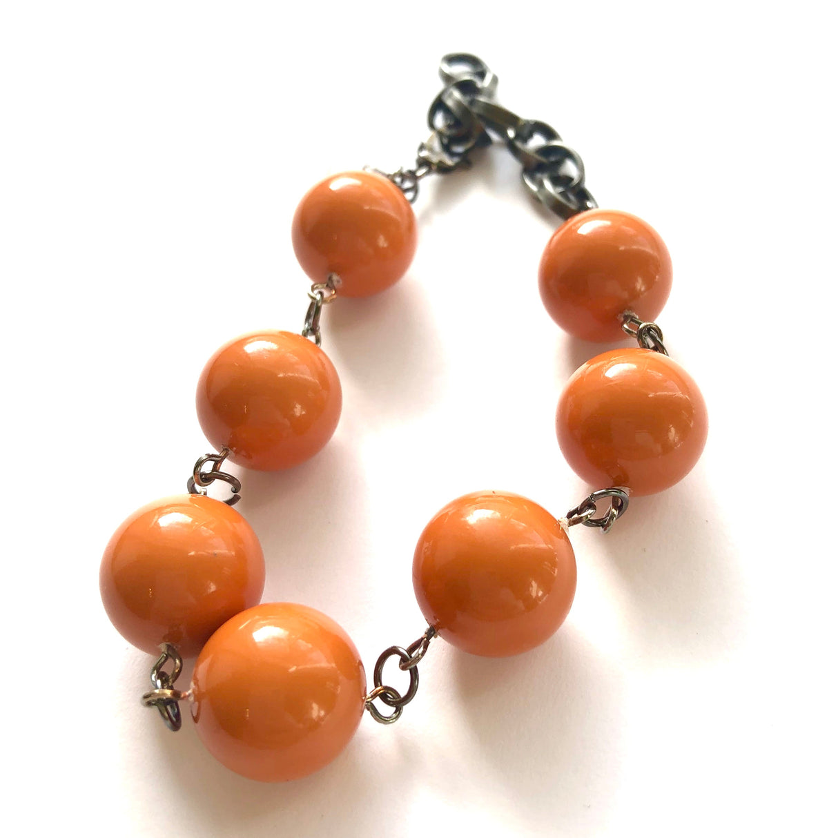 Butternut Orange Lucite Bubble Stations Bracelet from Leetie Lovendale