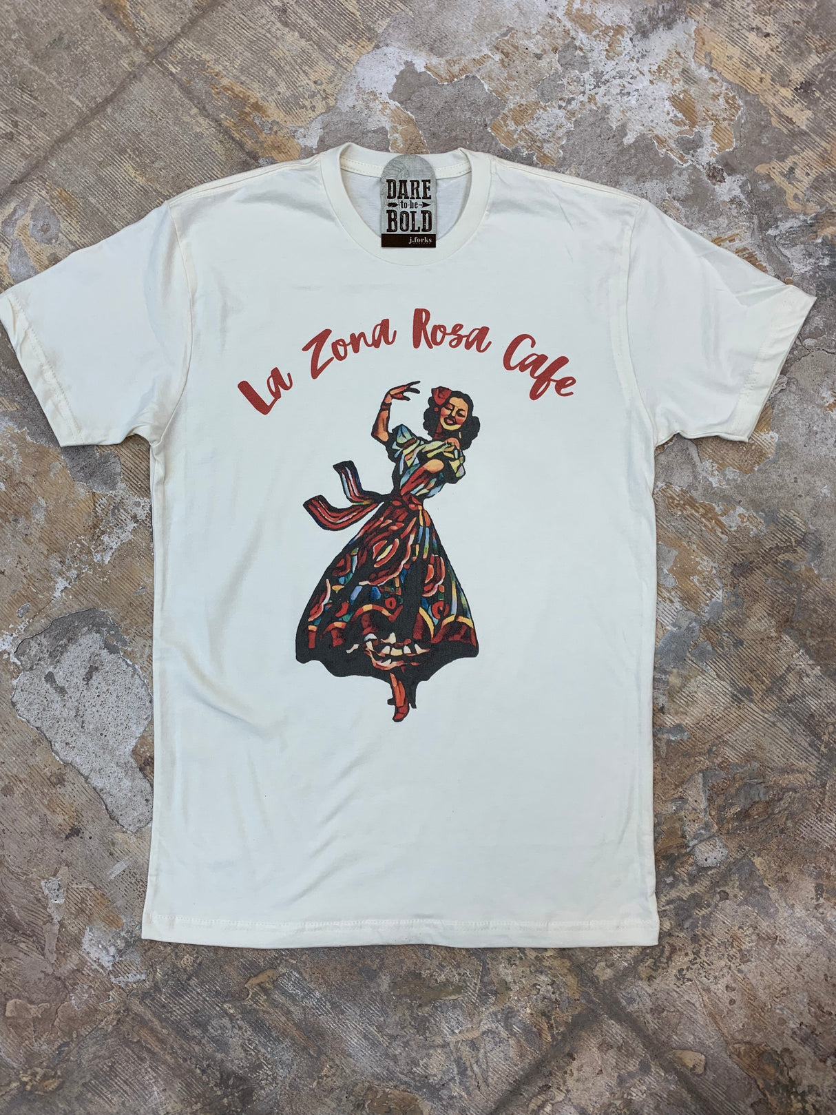 1270 La Zona Rosa Cafe Tee from J.Forks Designs