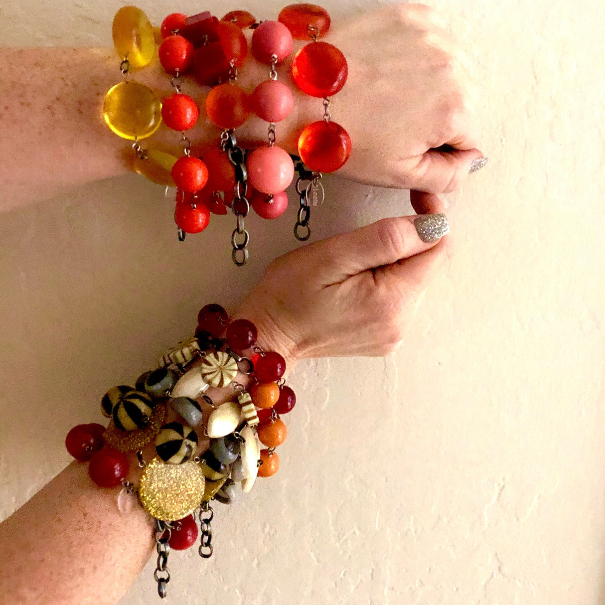 Butternut Orange Lucite Bubble Stations Bracelet from Leetie Lovendale