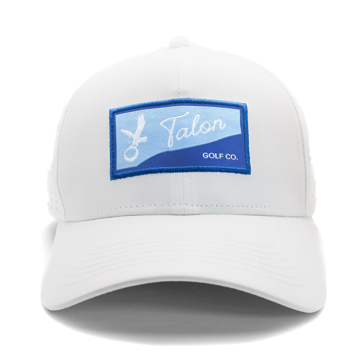 "Fade to Blue" White Talon Performance Hat w/ Split Logo from Talon Golf LLC