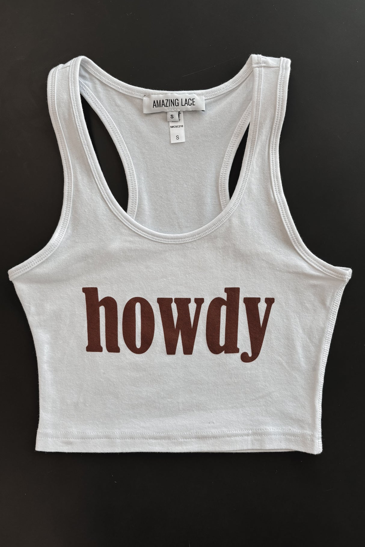 Howdy Fitted Cropped Rodeo Tank Top from Amazing Lace