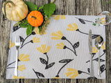 DaDa Bedding Set of 4-Pieces Sunshine Yellow Fleur Spring Tapestry Dining Table Placemats 13” x 19” (18112) from DaDalogy Bedding Collection