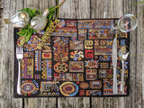 DaDa Bedding Set of 4-Pieces Ethnic Ornaments Geometric Black Tapestry Dining Placemats 13” x 19” (18118) from DaDalogy Bedding Collection