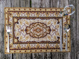 DaDa Bedding Set of 4-6 Pieces Royal Persian Style Rug Golden Brown Floral Tapestry Placemats 13” x 19” (18119) from DaDalogy Bedding Collection