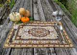 DaDa Bedding Set of 4-6 Pieces Royal Persian Style Rug Golden Brown Floral Tapestry Placemats 13” x 19” (18119) from DaDalogy Bedding Collection