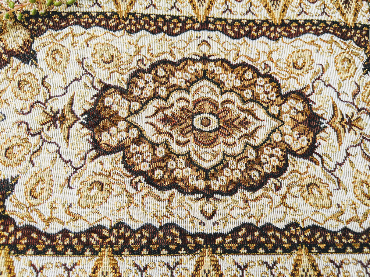 DaDa Bedding Set of 4-6 Pieces Royal Persian Style Rug Golden Brown Floral Tapestry Placemats 13” x 19” (18119) from DaDalogy Bedding Collection