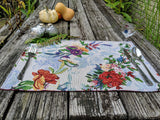 DaDa Bedding Set of 4-Pieces Tropical Sky Blue Birds Floral Tapestry Dining Table Placemats 13” x 19” (18116) from DaDalogy Bedding Collection