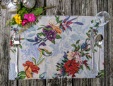 DaDa Bedding Set of 4-Pieces Tropical Sky Blue Birds Floral Tapestry Dining Table Placemats 13” x 19” (18116) from DaDalogy Bedding Collection