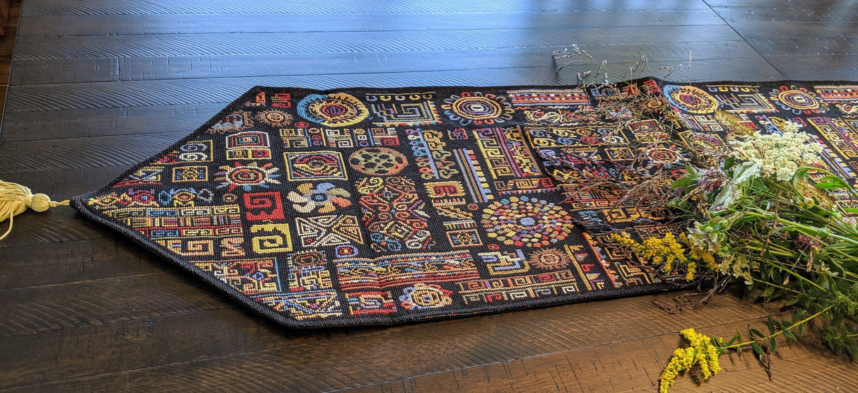 DaDa Bedding Ethnic Ornaments Geometric Black Elegant Woven Tapestry Dining Table Runner (18118) from DaDalogy Bedding Collection