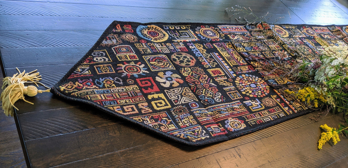DaDa Bedding Ethnic Ornaments Geometric Black Elegant Woven Tapestry Dining Table Runner (18118) from DaDalogy Bedding Collection