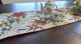 DaDa Bedding Floral Roses Tropical Paradise Birds Woven Tapestry Dining Table Runner (18116) from DaDalogy Bedding Collection