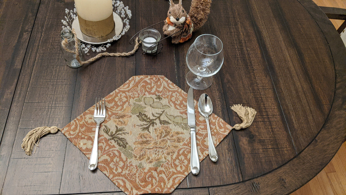 DaDa Bedding Set of 4-Pieces Nature Garden Floral Roses Tapestry Table Dining Cloth Runner Set - 13" x 17" (10072) from DaDalogy Bedding Collection
