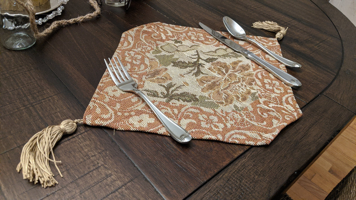 DaDa Bedding Set of 4-Pieces Nature Garden Floral Roses Tapestry Table Dining Cloth Runner Set - 13" x 17" (10072) from DaDalogy Bedding Collection