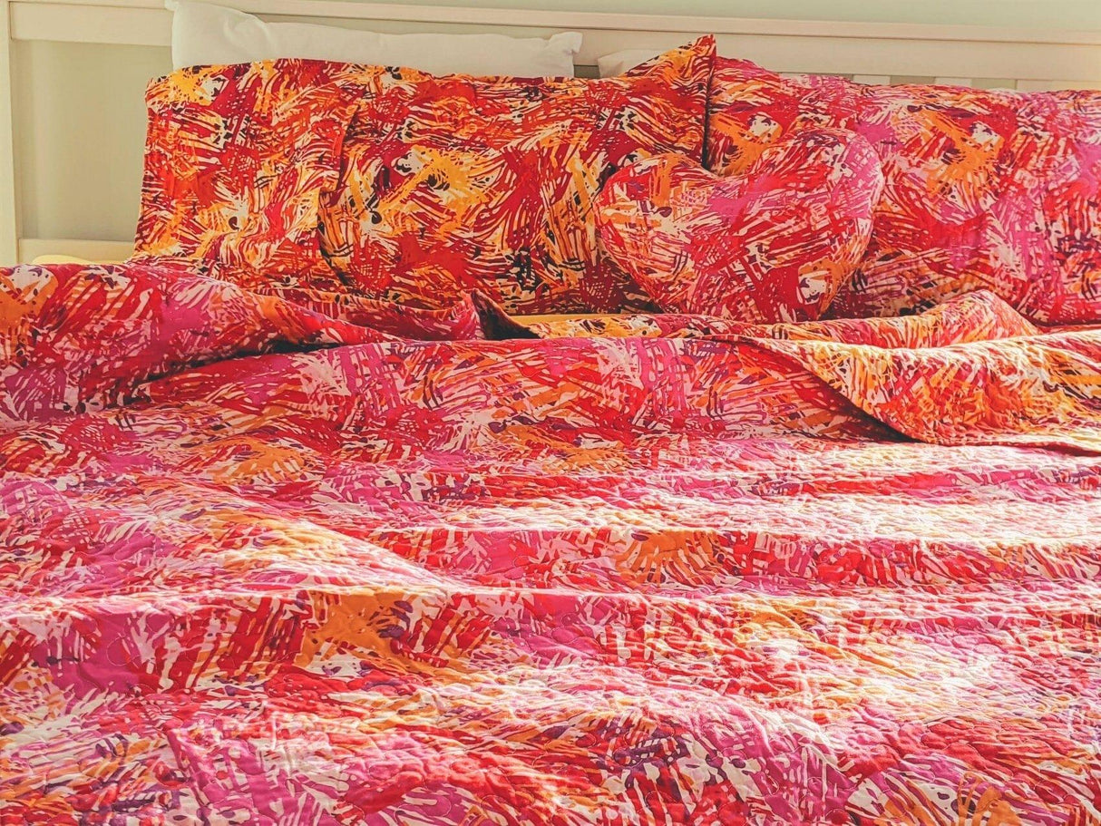 DaDa Bedding Lovely Pop of Colors Lightweight Reversible Quilted Bedspread Set (KBJ1625) from DaDalogy Bedding Collection