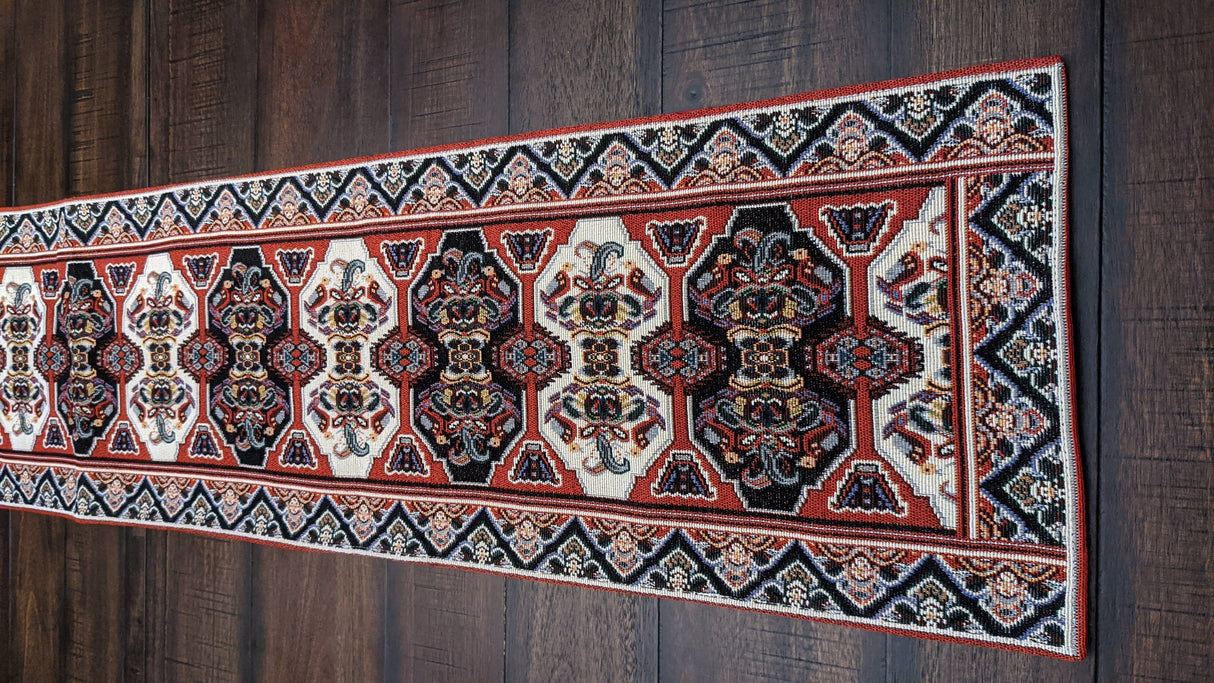 DaDalogy Elegant Majestic Kilim Red Persian Rug Ornate Floral Woven Tapestry Table Runner (18195) from DaDalogy Bedding Collection