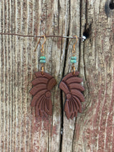 16247 Lthr Headress w/Turq Earring