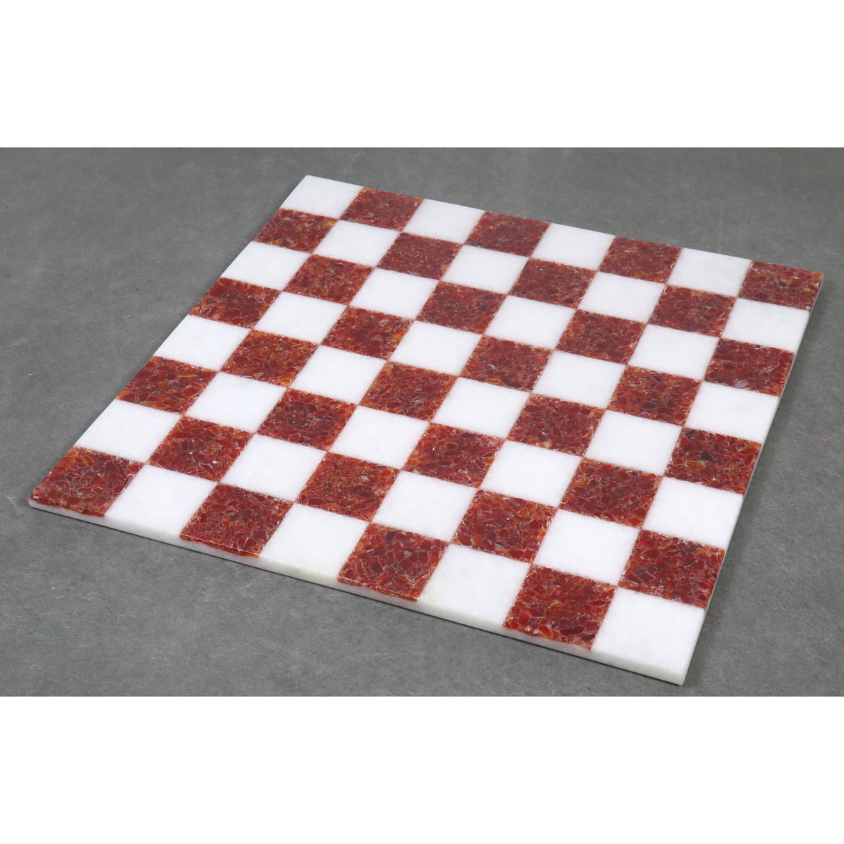 Borderless Marble Stone 15'' Luxury Chess Board - Red and White stone From Royal Chess Mall