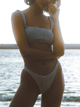 BALBOA BIKINI BOTTOM - BLUE STRIPED From ELYSIIAN