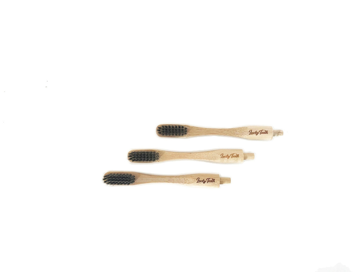 Replaceable Bamboo Toothbrush Head Replacements - Soft Charcoal Bristles from Lucky Teeth