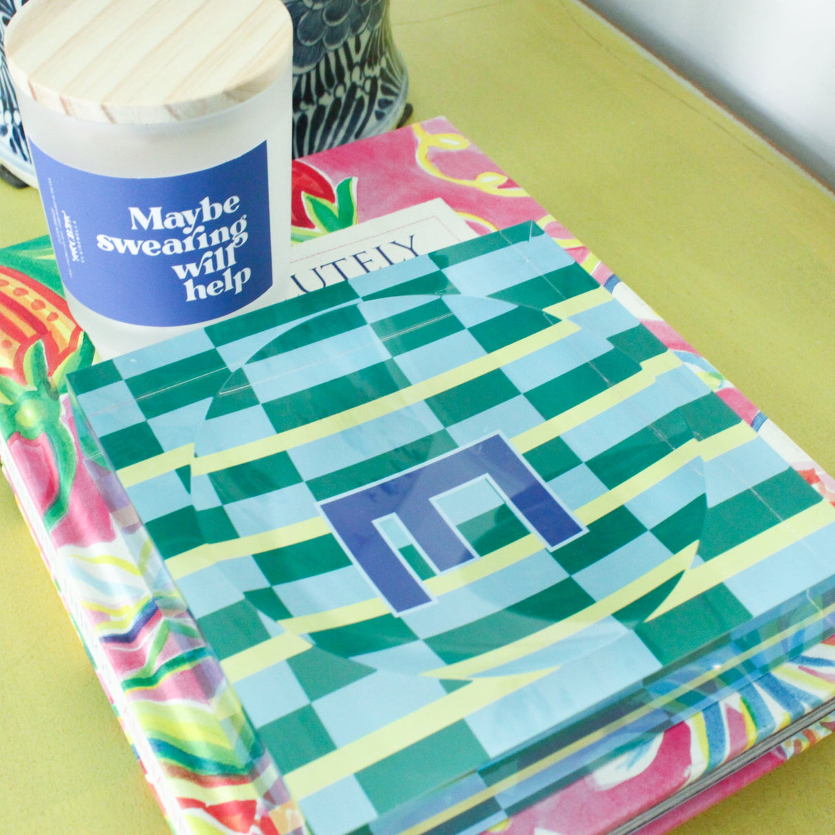 Catchall Tray - Single Initial Maxi Green -  from CB Studio