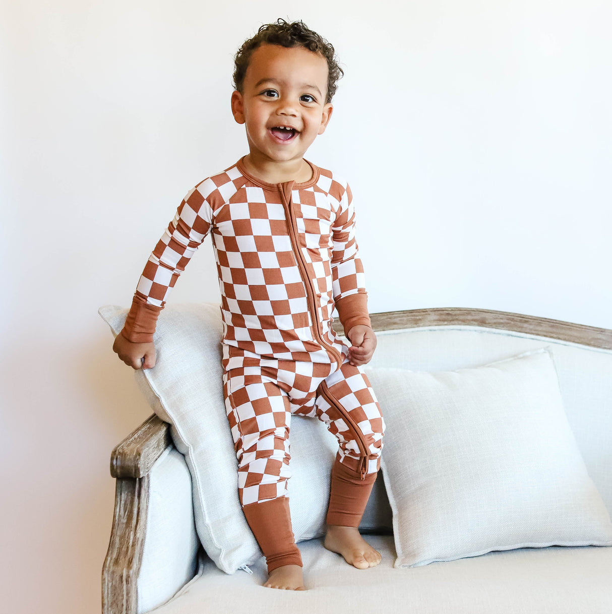 COPPER CHECKERS DREAM ROMPER from DREAM BIG LITTLE CO