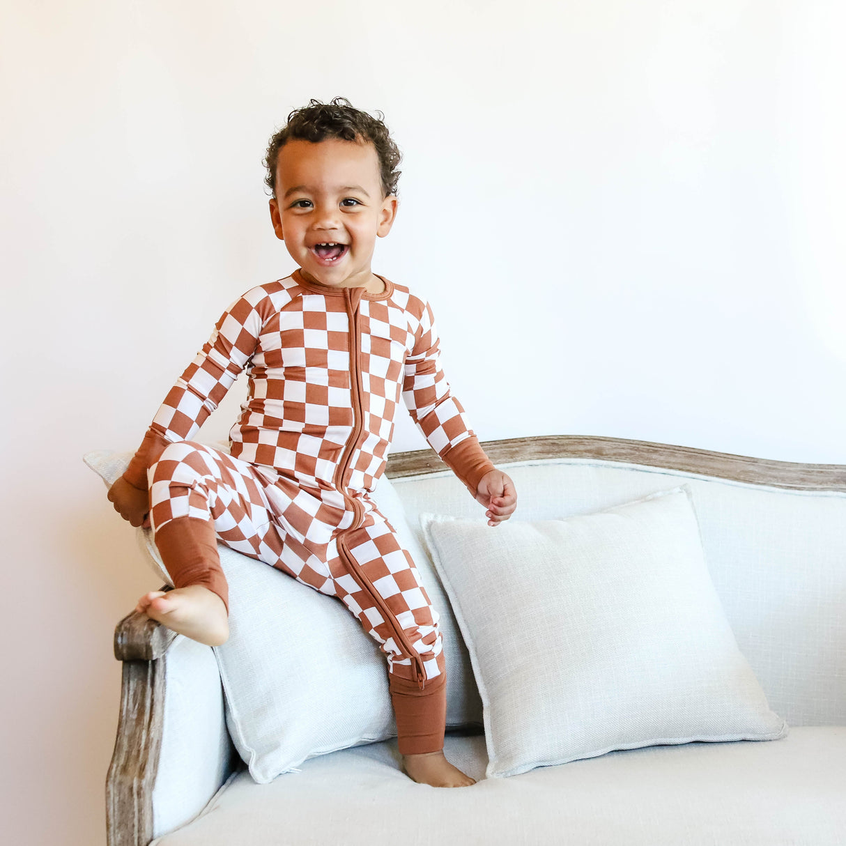 COPPER CHECKERS DREAM ROMPER from DREAM BIG LITTLE CO