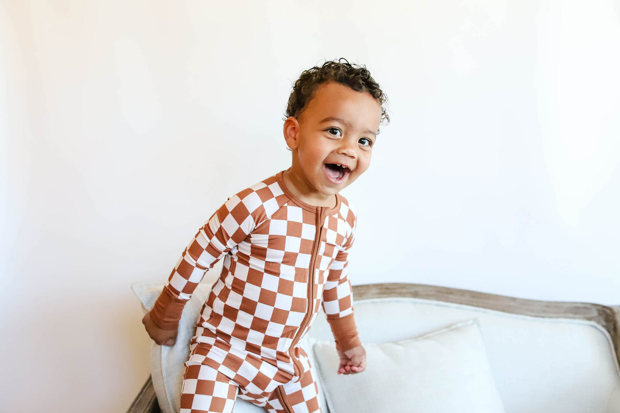 COPPER CHECKERS DREAM ROMPER from DREAM BIG LITTLE CO