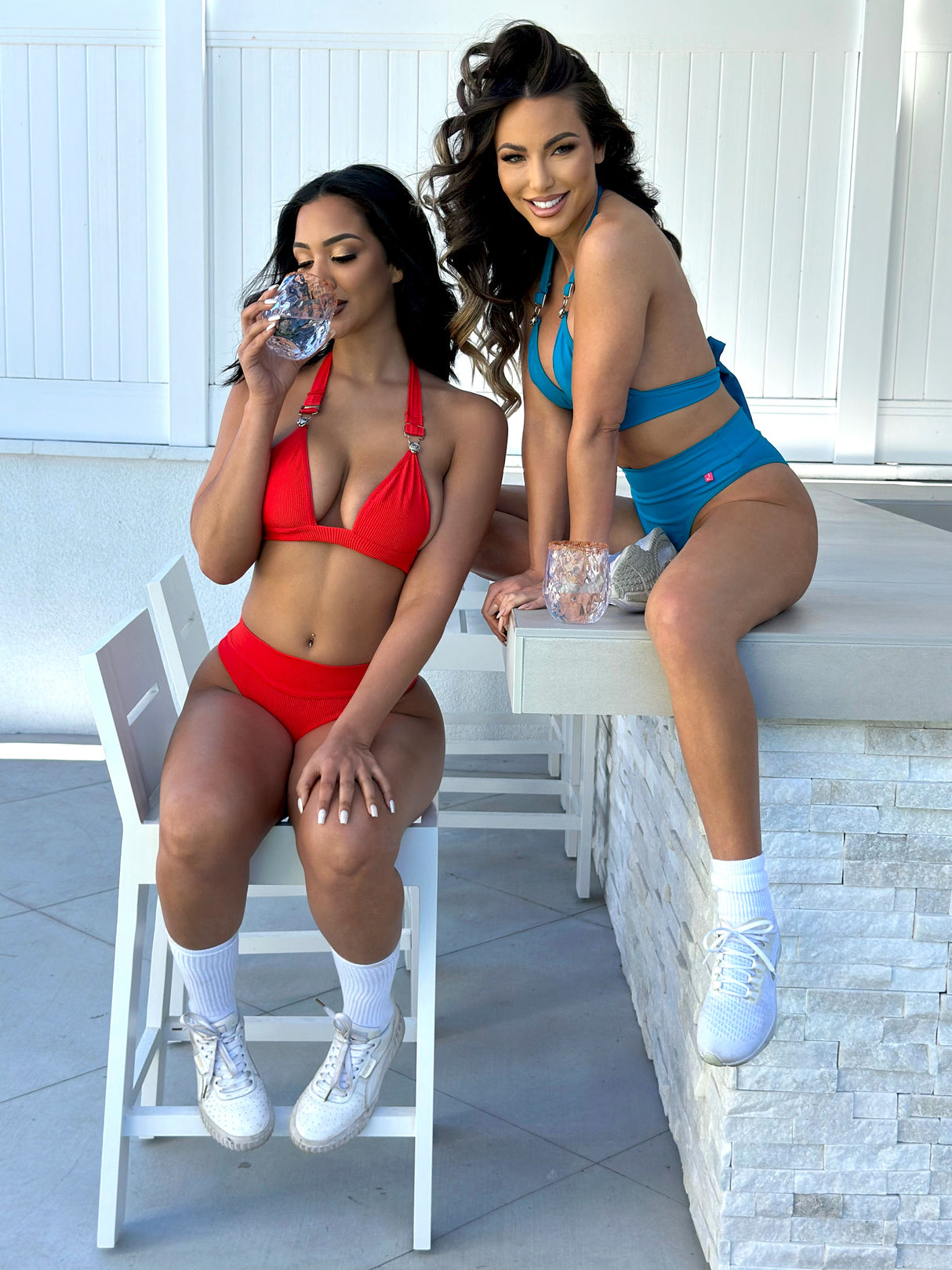 Bermuda: High Waisted Bottom in Red Rib From Chynna Dolls