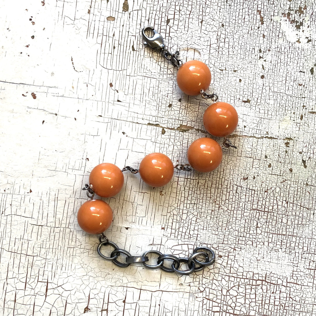 Butternut Orange Lucite Bubble Stations Bracelet from Leetie Lovendale