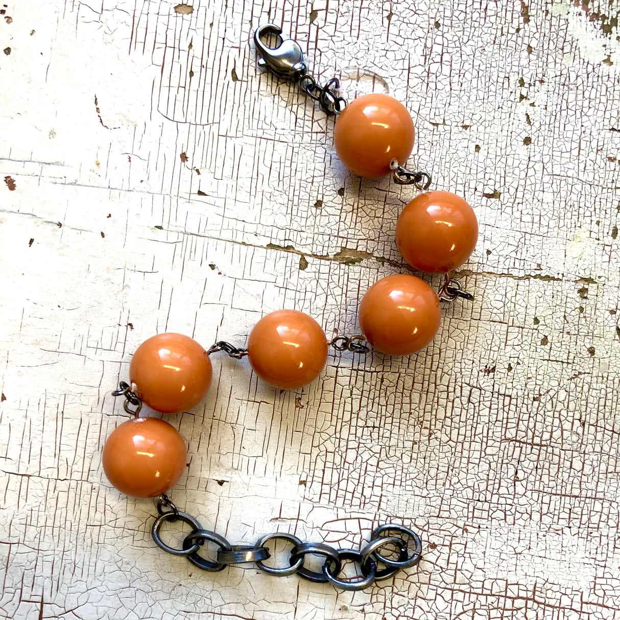 Butternut Orange Lucite Bubble Stations Bracelet from Leetie Lovendale
