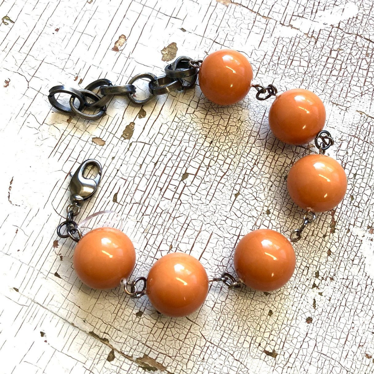 Butternut Orange Lucite Bubble Stations Bracelet from Leetie Lovendale
