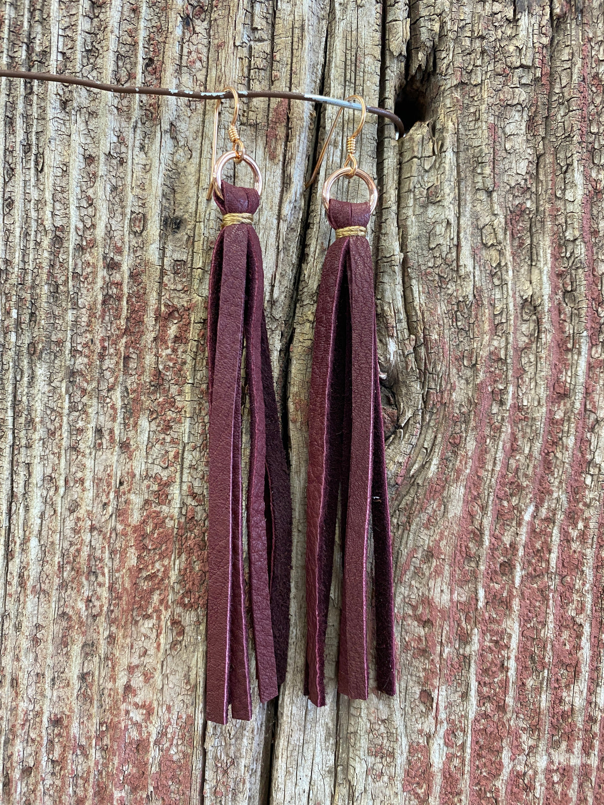 14112 Leather Tassel Earrings