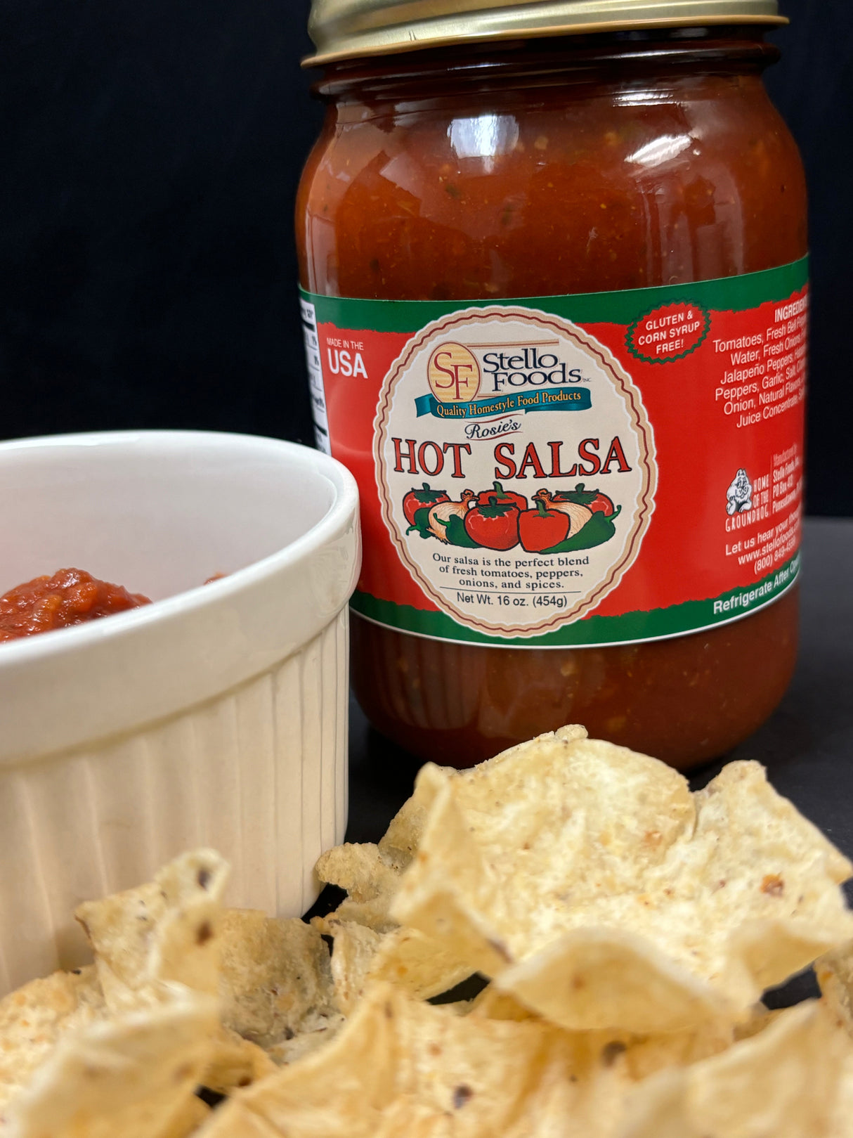 Stello Foods - Rosie's Hot Salsa 16 oz from Stello Foods