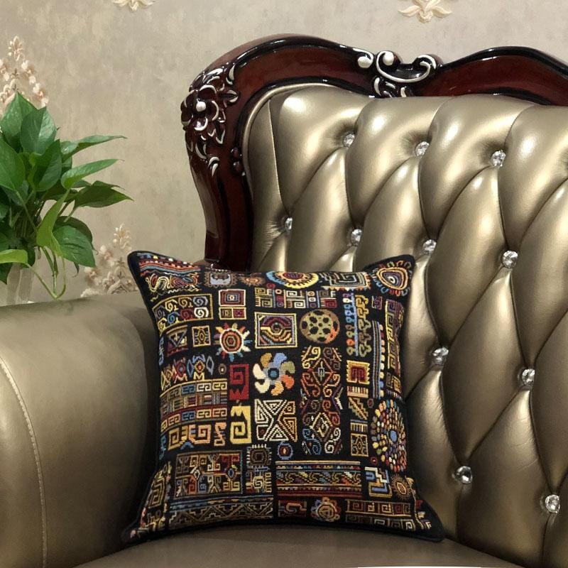 DaDa Bedding Ethnic Ornaments Geometric Black Tapestry Throw Pillow Covers 16" (18118) from DaDalogy Bedding Collection