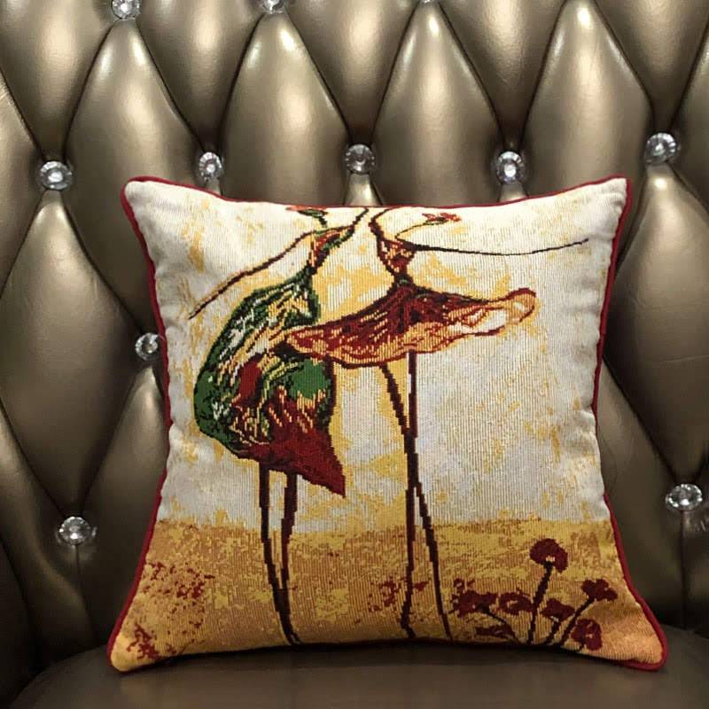 Tache Abstract Ballerina Art Golden Beige Woven Tapestry Throw Pillow Cover (18110) from Tache Home Fashion
