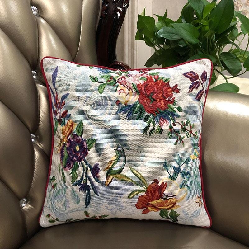 DaDa Bedding Elegant Tropical Paradise Birds Floral Tapestry Throw Pillow Covers 16" (18116) from DaDalogy Bedding Collection