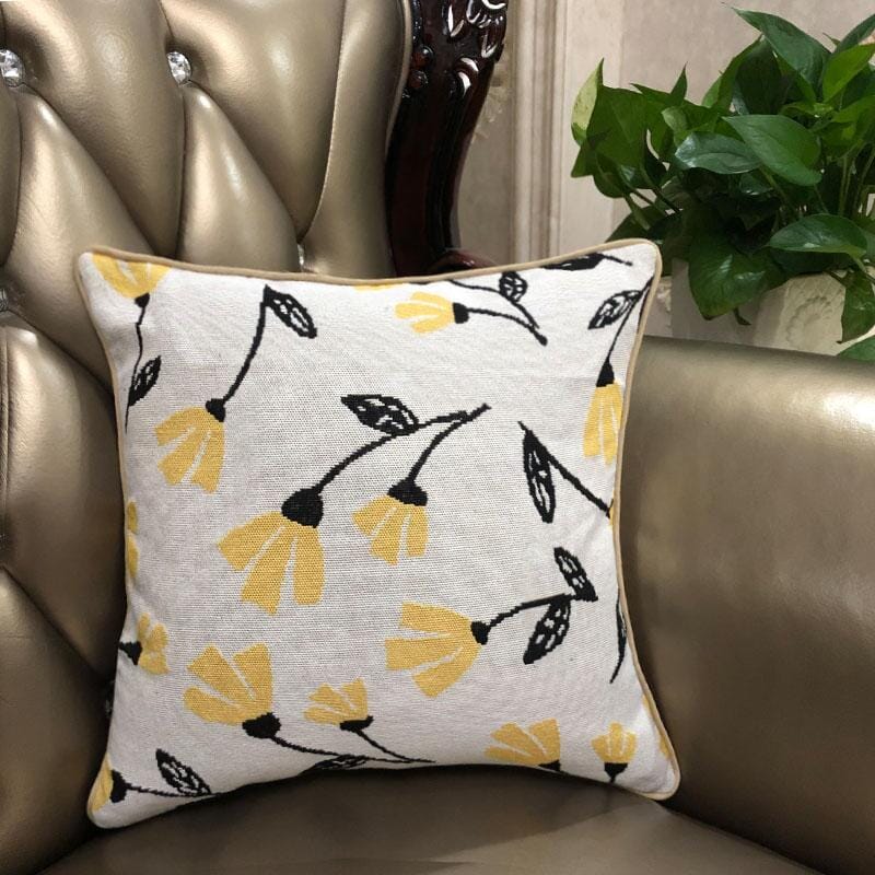 DaDa Bedding Yellow Fleur Floral Botanical Spring Tapestry Throw Pillow Cover, 16" x 16" (18112) from DaDalogy Bedding Collection
