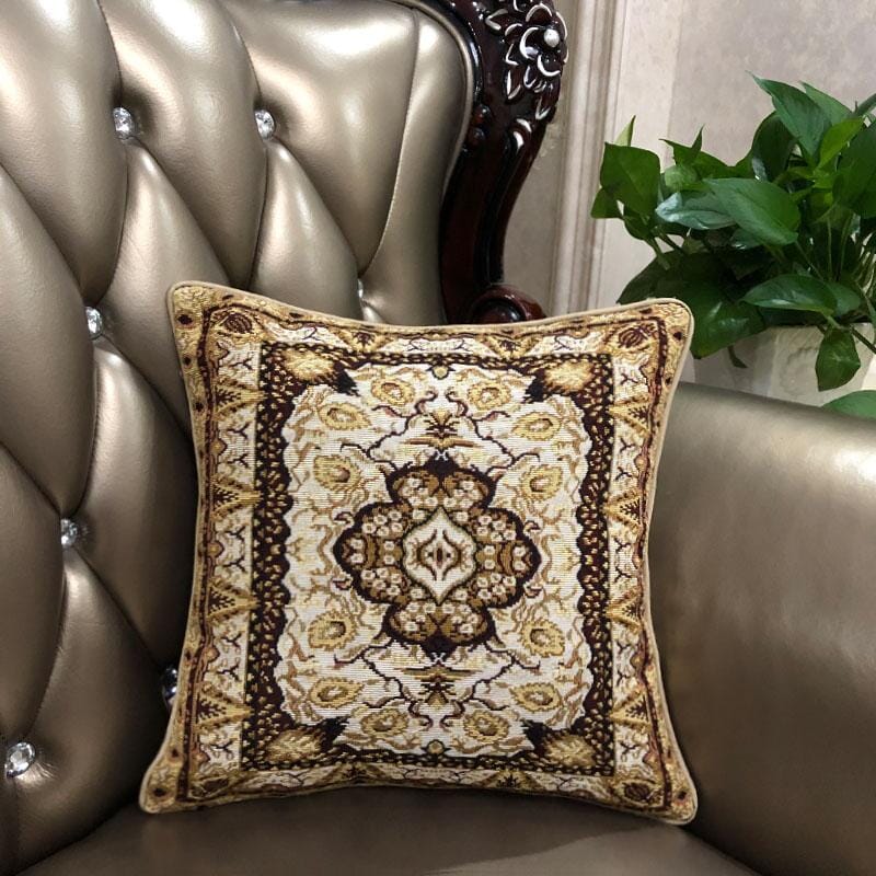 DaDa Bedding Elegant Golden Persian Style Rug Floral Tapestry Throw Pillow Covers 16" x 16" from DaDalogy Bedding Collection