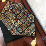 DaDa Bedding Ethnic Ornaments Geometric Black Elegant Woven Tapestry Dining Table Runner (18118) from DaDalogy Bedding Collection