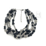 Black & Fractured Sparkle Sylvie Beaded Necklace from Leetie Lovendale
