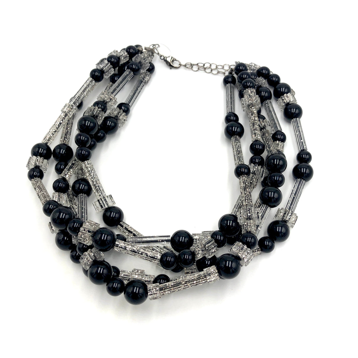 Black & Fractured Sparkle Sylvie Beaded Necklace from Leetie Lovendale