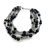 Black & Fractured Sparkle Sylvie Beaded Necklace from Leetie Lovendale